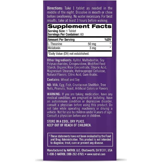 Natrol Melatonin 3 A.M. 60 Tablet Fast Dissolve Lavender Vanilla resmi