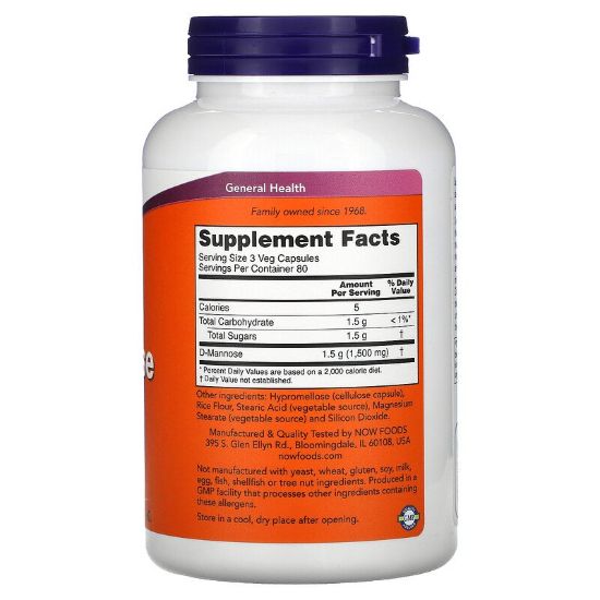 Now D-Mannose 500 Mg 240 Veg Capsules resmi