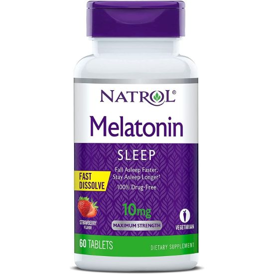 Natrol Melatonin 10 MG 60 Tablets Fast Dissolve Strawberry resmi