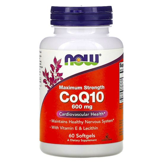 Now¸ COQ10 With Vitamin E & Lecithin¸ Maximum Strength¸ 600 Mg¸ 6 resmi