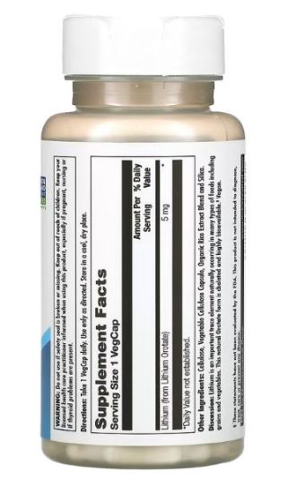 KAL¸ Lithium Orotate¸ 5 mg¸ 60 VegCaps resmi