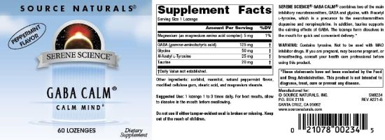 Source Naturals Serene Science¸ GABA Calm 60 Lozenges resmi