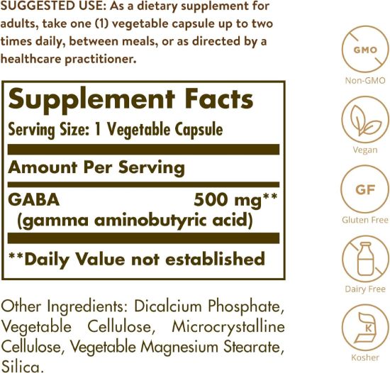 Solgar GABA 500 mg¸ 100 Vegetable Capsules resmi