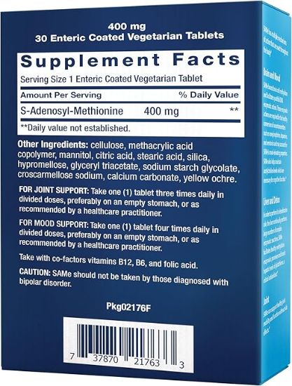 LIFE EXTENSION SAME 400 MG S-ADENOSYL-METHIONINE 30 ENTERIC COATED VEGETARIAN TABLETS resmi