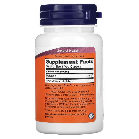 NOW MELATONIN 3 MG 60 VEG CAPSULES resmi