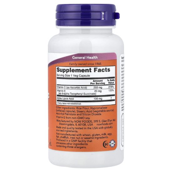 NOW Foods, Alpha Lipoic Acid, 60 Veg Capsules resmi