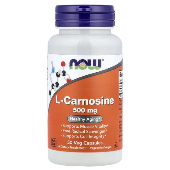 NOW Foods, L-Carnosine, 500 mg, 50 Veg Capsules resmi