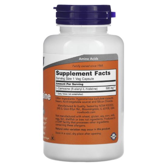 NOW Foods, L-Carnosine, 500 mg, 100 Veg Capsules resmi