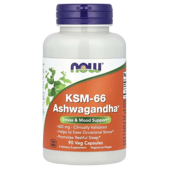 NOW Foods, KSM-66 Ashwagandha®, 600 mg, 90 Veg Capsules resmi