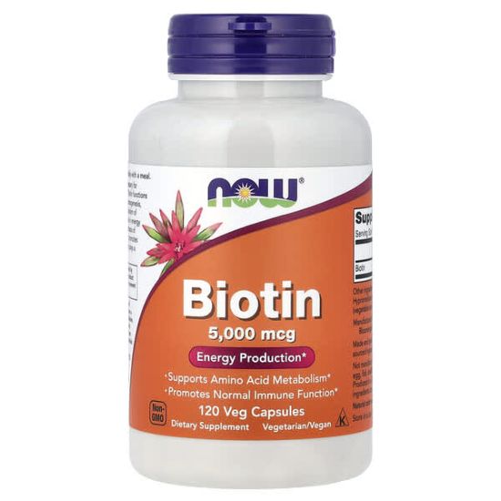 NOW Foods, Biotin, 5,000 mcg, 120 Veg Capsules resmi