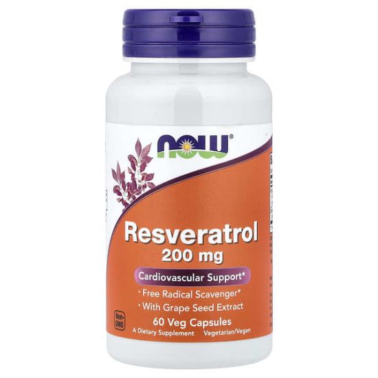 NOW Foods, Resveratrol, 200 mg, 60 Veg Capsules resmi