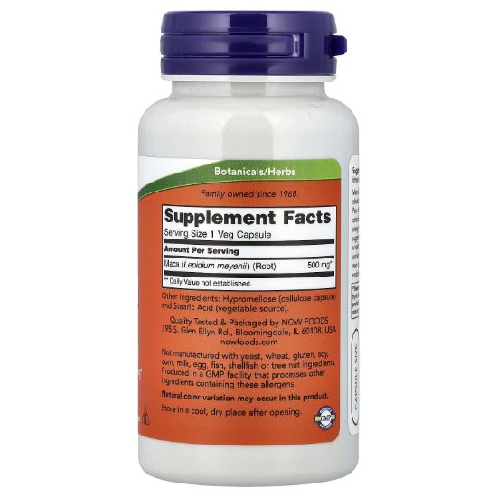 NOW Foods, Maca, 500 mg, 100 Veg Capsules resmi