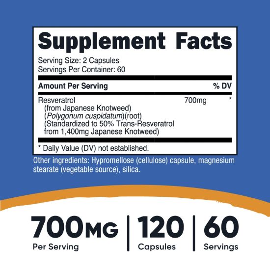 Nutricost, Resveratrol, 120 Capsules (350 mg per Capsule) resmi