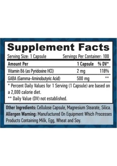 Haya Labs Gaba - B6 500 Mg 100 Vcaps resmi