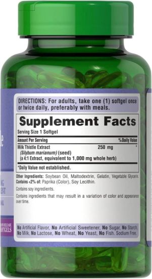 Puritan's Pride Milk Thistle Extract 1000mg 180 Capsules resmi