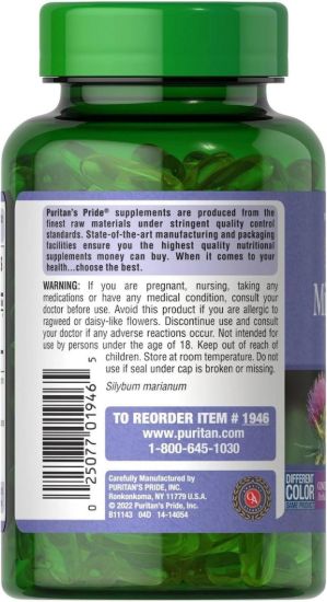Puritan's Pride Milk Thistle Extract 1000mg 180 Capsules resmi