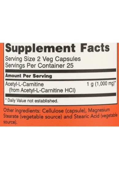 Now Acetyl L-Carnitine Lcarn 500 Mg 50 Veg Kapsul resmi