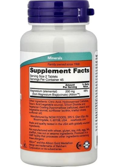 Now Foods Magnesium Glycinate 90 Tablets resmi