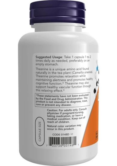 Now L-Theanine Amino Acid 200 Mg With Inositol 100 Mg 120 Capsules L Theanine ve Inositol 120 Kapsül resmi