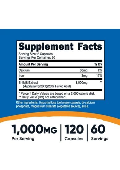 Nutricost, Shilajit, 120 Capsules resmi