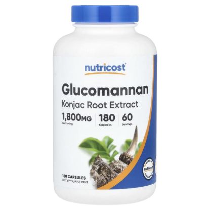 Nutricost, Glucomannan Konjac Root Extract, 180 Capsules (600 mg per Capsule) resmi