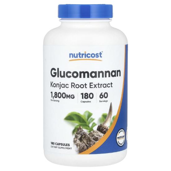 Nutricost, Glucomannan Konjac Root Extract, 180 Capsules (600 mg per Capsule) resmi