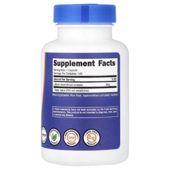 Nutricost, Lithium Orotate, 5 mg, 120 Capsules resmi