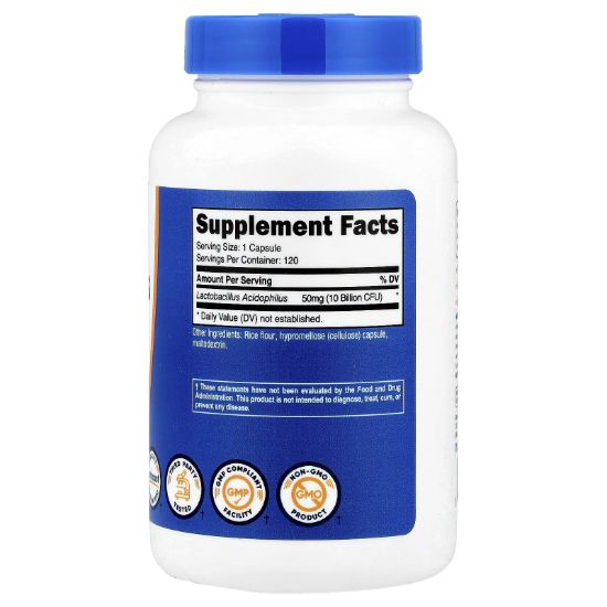 Nutricost, Lactobacillus Acidophilus, 50 mg (10 Billion CFU), 120 Capsules resmi