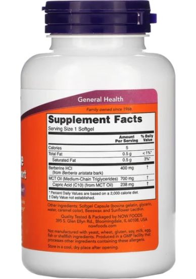 NOW Foods, Berberine Glucose Support, 90 Softgels resmi