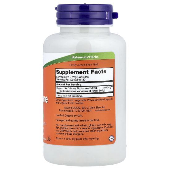 NOW Foods, Lion's Mane, 500 mg, 60 Veg Capsules resmi