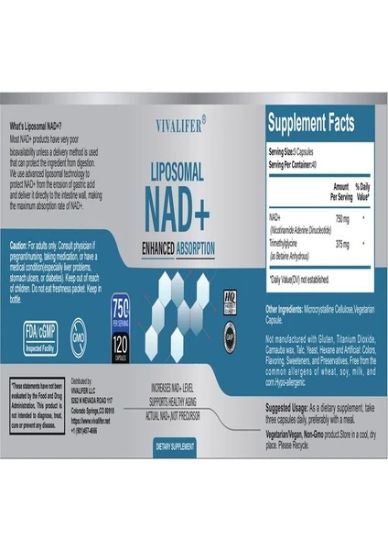 Vivalifer Liposomal Nad+ 500 mg Kapsül 120 Adet USA resmi