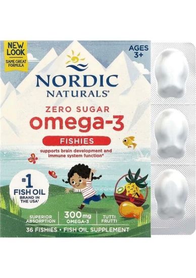 Nordic Naturals Nordic Naturals Zero Sugar Omega-3 Fishies 300 Mg Omega-3 36 Fishies Tutti Frutti Ages3+ resmi