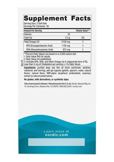 Nordic Nordic Naturals Ultimate Omega 2x 2150 Mg OMEGA3S Per 2 Soft Gels 120 Soft Gels resmi