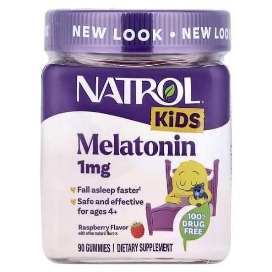 Natrol, Kids, Melatonin Gummies, Ages 4+, Raspberry, 1 mg, 90 Gummies resmi