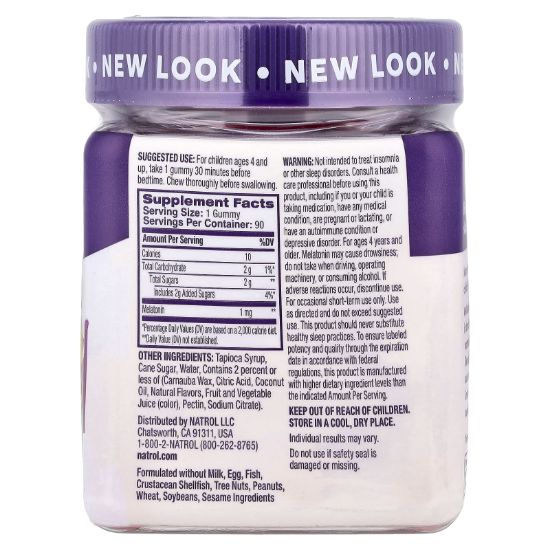 Natrol, Kids, Melatonin Gummies, Ages 4+, Raspberry, 1 mg, 90 Gummies resmi