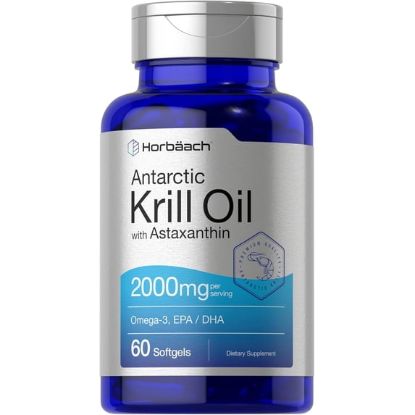 Horbaach Antarctic Krill Oil 2000mg | 60 Softgels | For Men and Women resmi