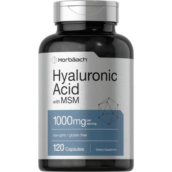 Horbaach Hyaluronic Acid with MSM | 1000 mg | 120 Capsules | Non-GMO, Gluten Free resmi