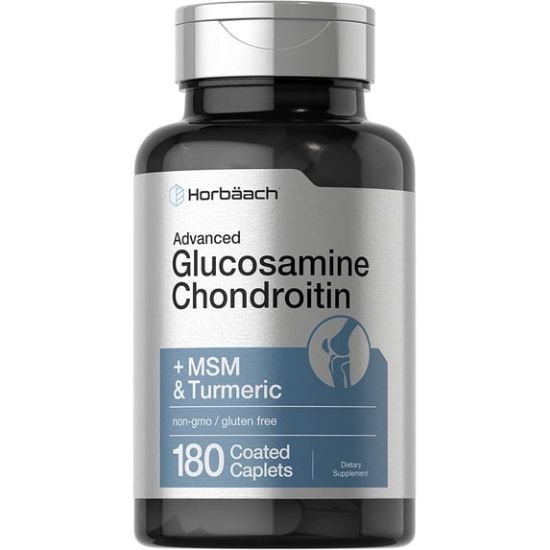 Horbaach Glucosamine Chondroitin | Plus MSM & Turmeric | 180 Coated Caplets resmi