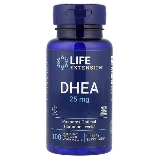 Life Extension, DHEA, 25 mg, 100 Vegetarian Dissolve in Mouth Tablets resmi