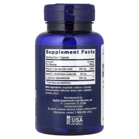 Life Extension, Glutathione, Cysteine & C, 100 Capsules resmi