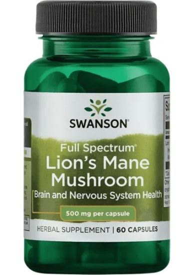 Swanson Full Spectrum Lion's Mane Mushroom 500 mg 60 Capsul resmi