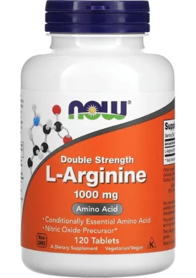Now Foods L-Arginine Double Strength 1000 mg 120 Tablets resmi