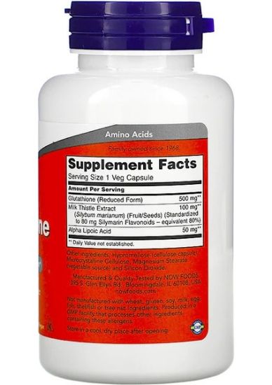 Now Foods, Glutathione, 500 Mg, 60 Veg Capsules resmi